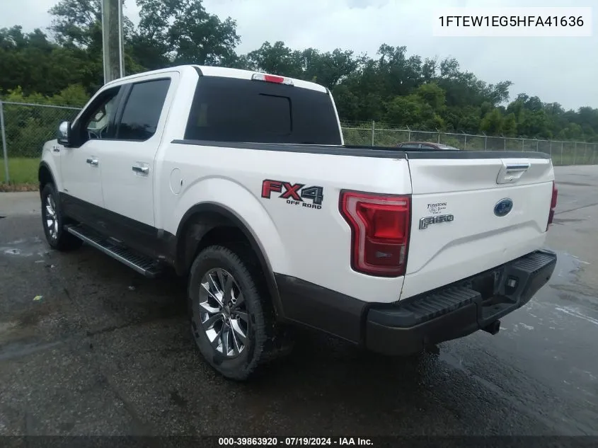 2017 Ford F-150 Lariat VIN: 1FTEW1EG5HFA41636 Lot: 39863920