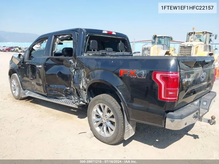 1FTEW1EF1HFC22157 2017 Ford F-150 Lariat