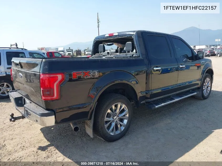 2017 Ford F-150 Lariat VIN: 1FTEW1EF1HFC22157 Lot: 39871215