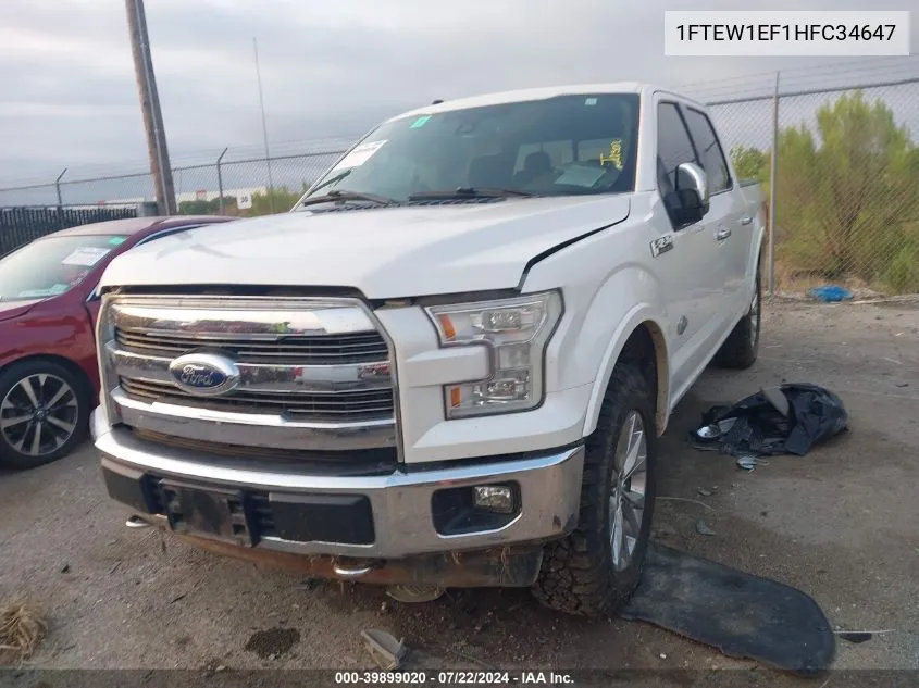 1FTEW1EF1HFC34647 2017 Ford F-150 King Ranch