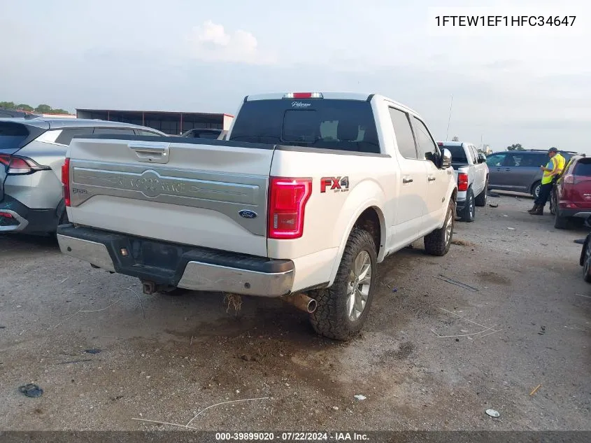 1FTEW1EF1HFC34647 2017 Ford F-150 King Ranch