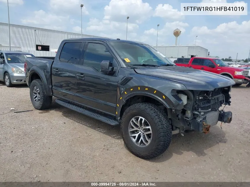 2017 Ford F-150 Raptor VIN: 1FTFW1RG1HFB41019 Lot: 39994725