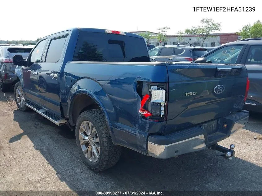 1FTEW1EF2HFA51239 2017 Ford F-150 Lariat