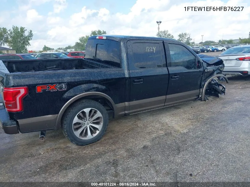 2017 Ford F-150 King Ranch VIN: 1FTEW1EF6HFB76227 Lot: 40101224