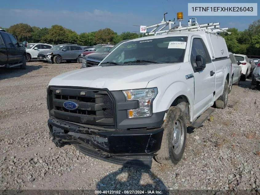 2017 Ford F-150 Xl/Xlt VIN: 1FTNF1EFXHKE26043 Lot: 40123102