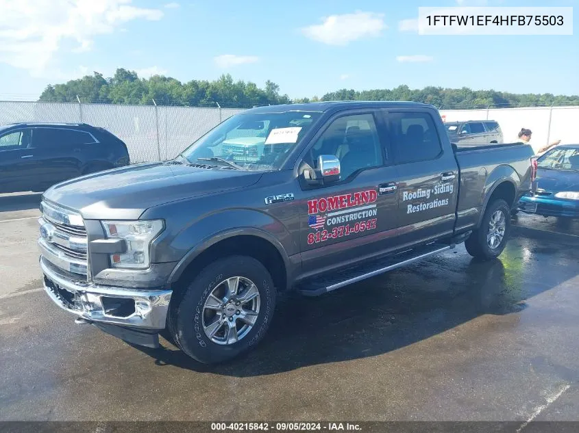 1FTFW1EF4HFB75503 2017 Ford F-150 Lariat