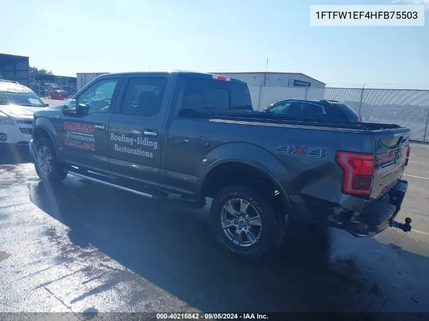 1FTFW1EF4HFB75503 2017 Ford F-150 Lariat