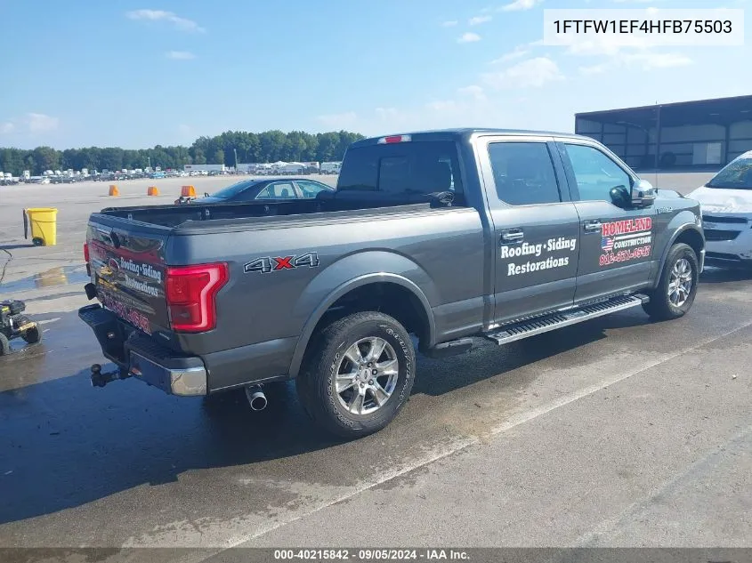 1FTFW1EF4HFB75503 2017 Ford F-150 Lariat