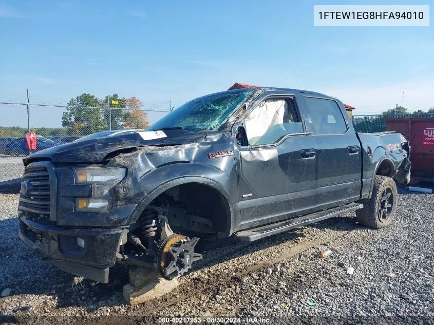 2017 Ford F-150 Xlt VIN: 1FTEW1EG8HFA94010 Lot: 40217953