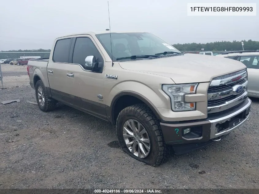 2017 Ford F-150 Supercrew VIN: 1FTEW1EG8HFB09993 Lot: 40249186