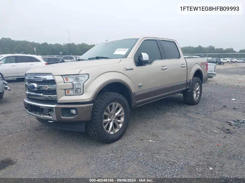 2017 Ford F-150 Supercrew VIN: 1FTEW1EG8HFB09993 Lot: 40249186