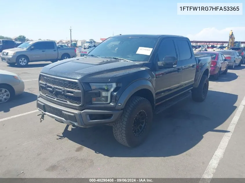 2017 Ford F-150 Raptor VIN: 1FTFW1RG7HFA53365 Lot: 40290408