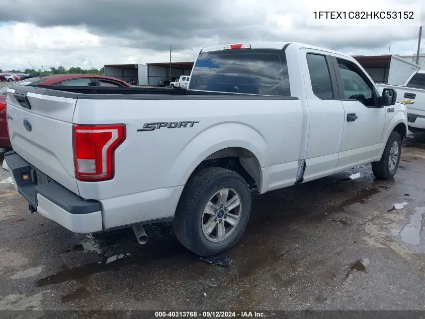 2017 Ford F-150 Super Cab VIN: 1FTEX1C82HKC53152 Lot: 40313768