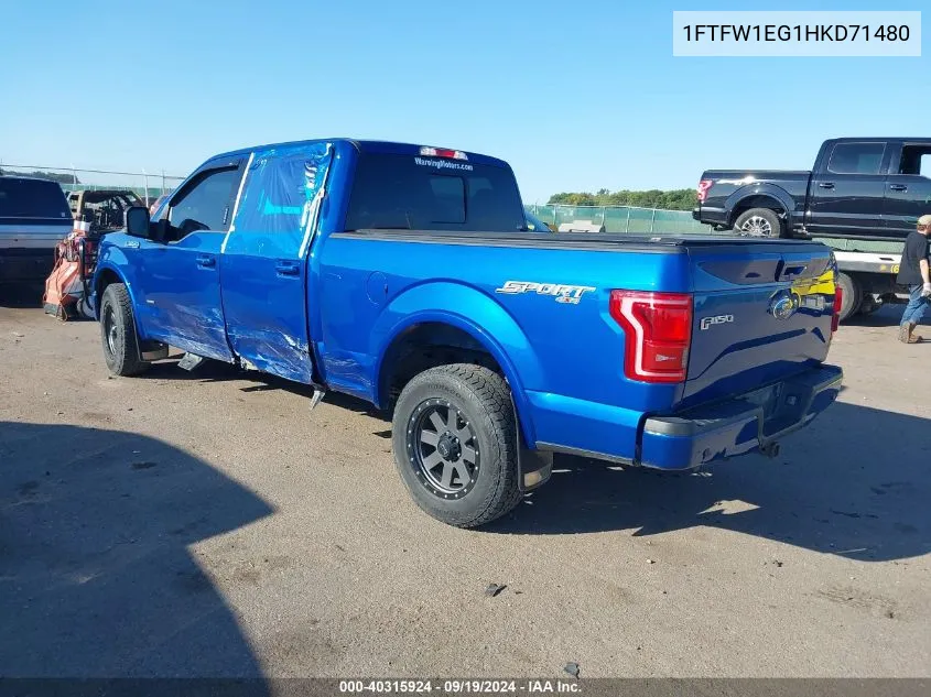 2017 Ford F-150 Lariat VIN: 1FTFW1EG1HKD71480 Lot: 40315924