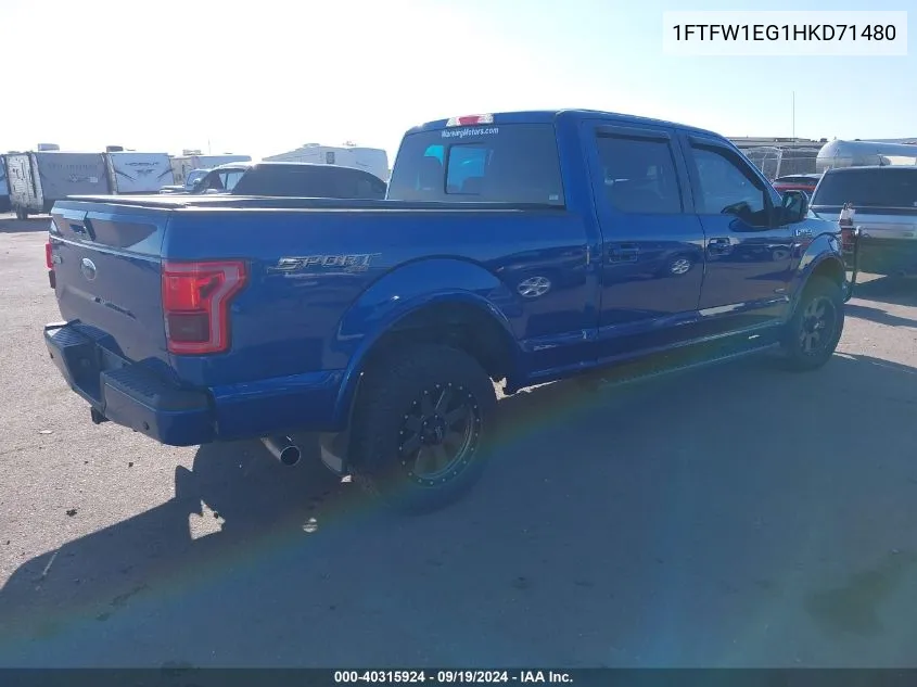 2017 Ford F-150 Lariat VIN: 1FTFW1EG1HKD71480 Lot: 40315924