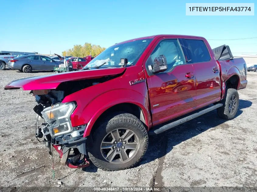 2017 Ford F-150 Xlt VIN: 1FTEW1EP5HFA43774 Lot: 40346417