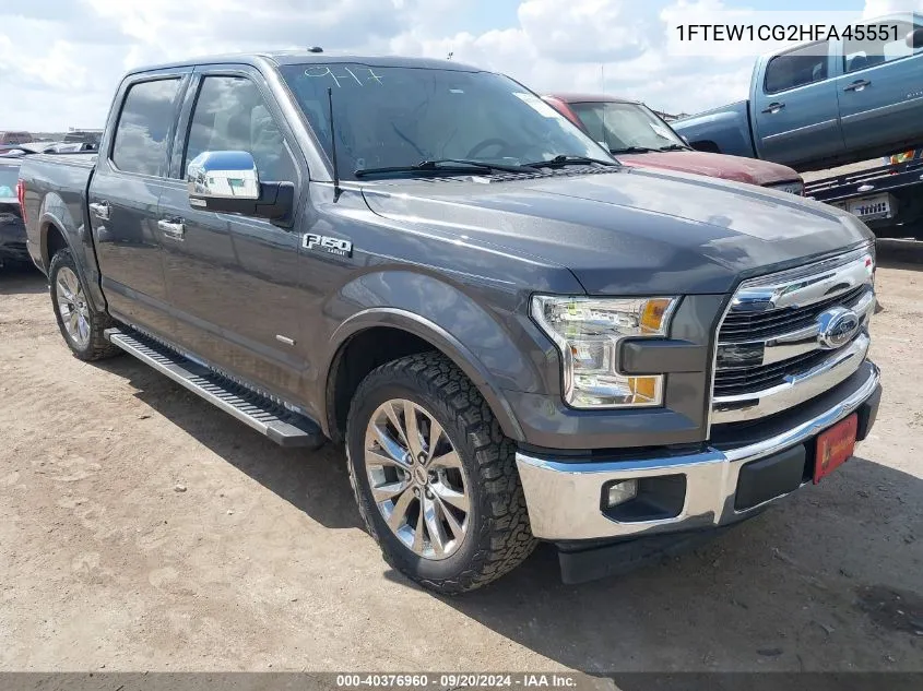 2017 Ford F-150 Lariat VIN: 1FTEW1CG2HFA45551 Lot: 40376960