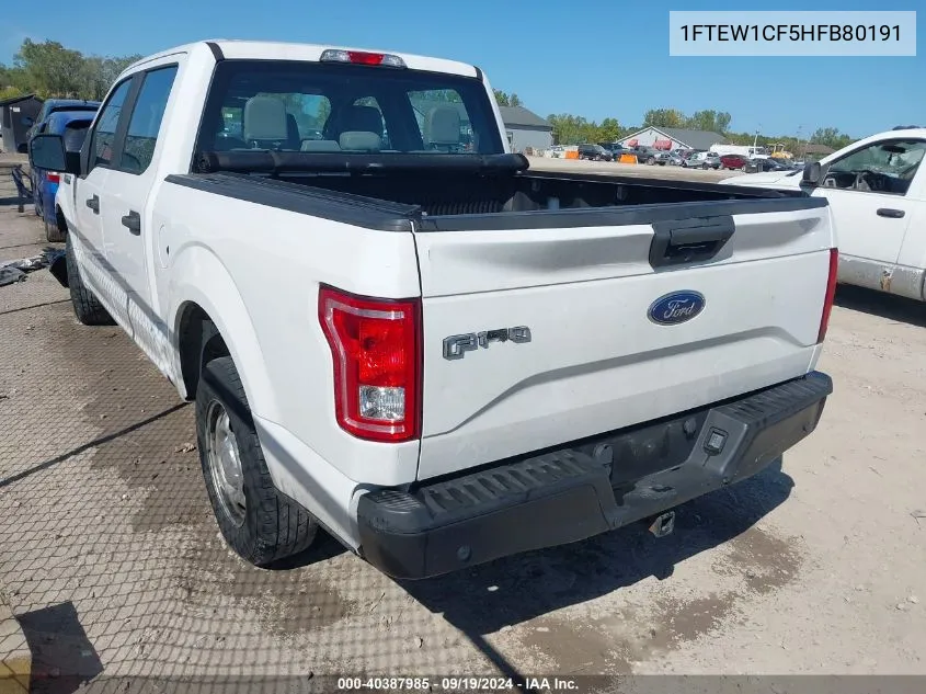 2017 Ford F-150 Xl VIN: 1FTEW1CF5HFB80191 Lot: 40387985