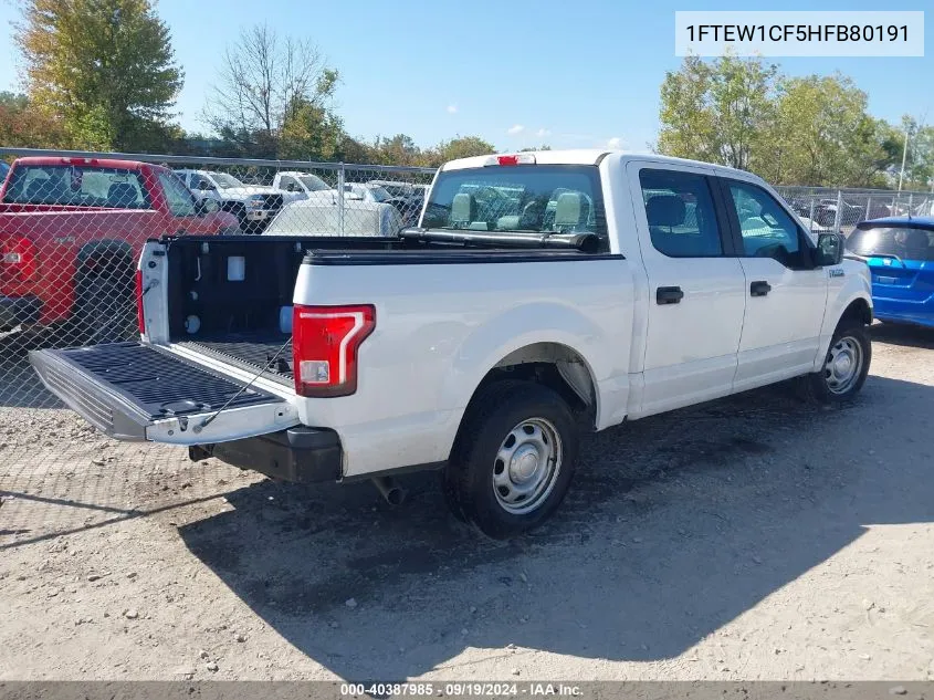 2017 Ford F-150 Xl VIN: 1FTEW1CF5HFB80191 Lot: 40387985