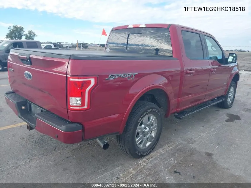 2017 Ford F-150 Supercrew VIN: 1FTEW1EG9HKC18518 Lot: 40397123