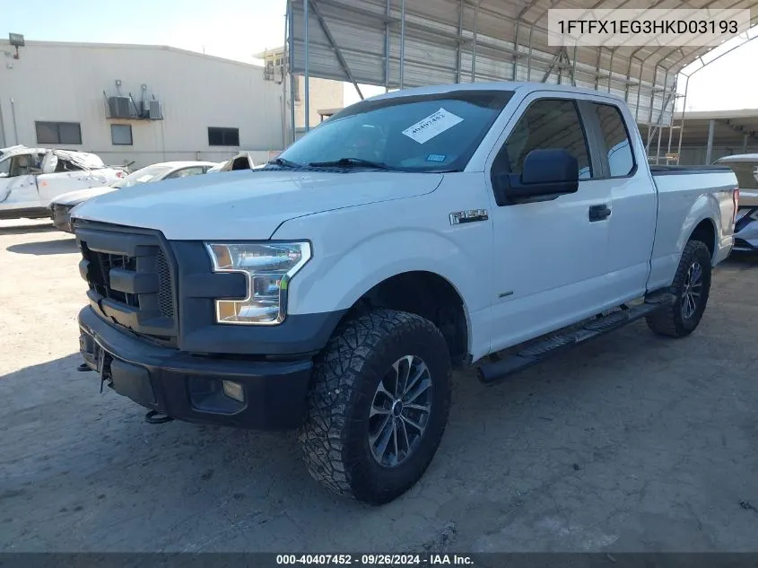 2017 Ford F-150 Super Cab VIN: 1FTFX1EG3HKD03193 Lot: 40407452