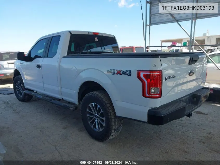 2017 Ford F-150 Super Cab VIN: 1FTFX1EG3HKD03193 Lot: 40407452