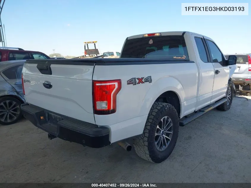 2017 Ford F-150 Super Cab VIN: 1FTFX1EG3HKD03193 Lot: 40407452