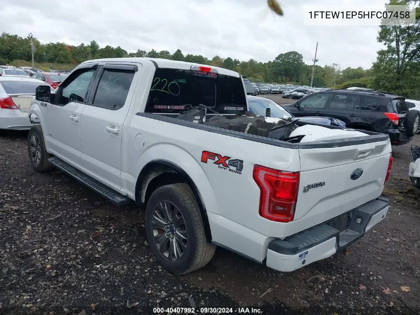 2017 Ford F150 Supercrew VIN: 1FTEW1EP5HFC07458 Lot: 40407992