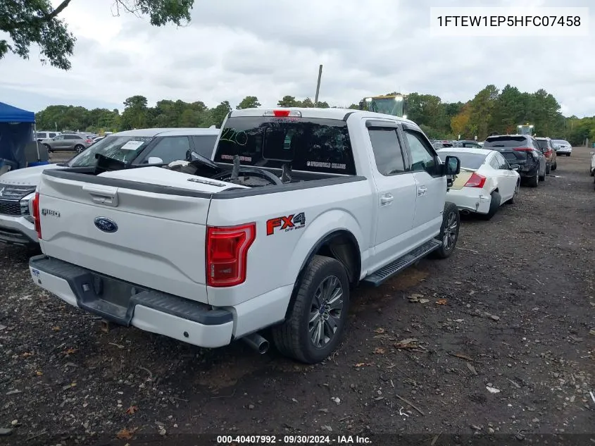 2017 Ford F150 Supercrew VIN: 1FTEW1EP5HFC07458 Lot: 40407992