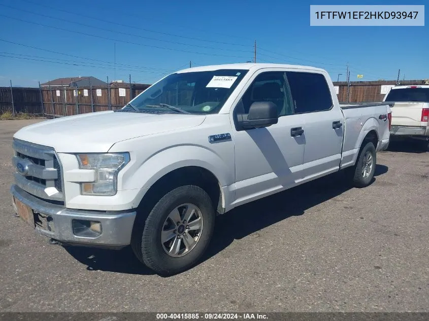 2017 Ford F-150 Xlt VIN: 1FTFW1EF2HKD93947 Lot: 40415885