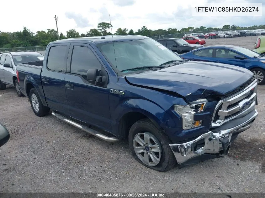 2017 Ford F-150 Xlt VIN: 1FTEW1C85HKD26274 Lot: 40435876