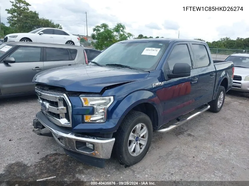 2017 Ford F-150 Xlt VIN: 1FTEW1C85HKD26274 Lot: 40435876