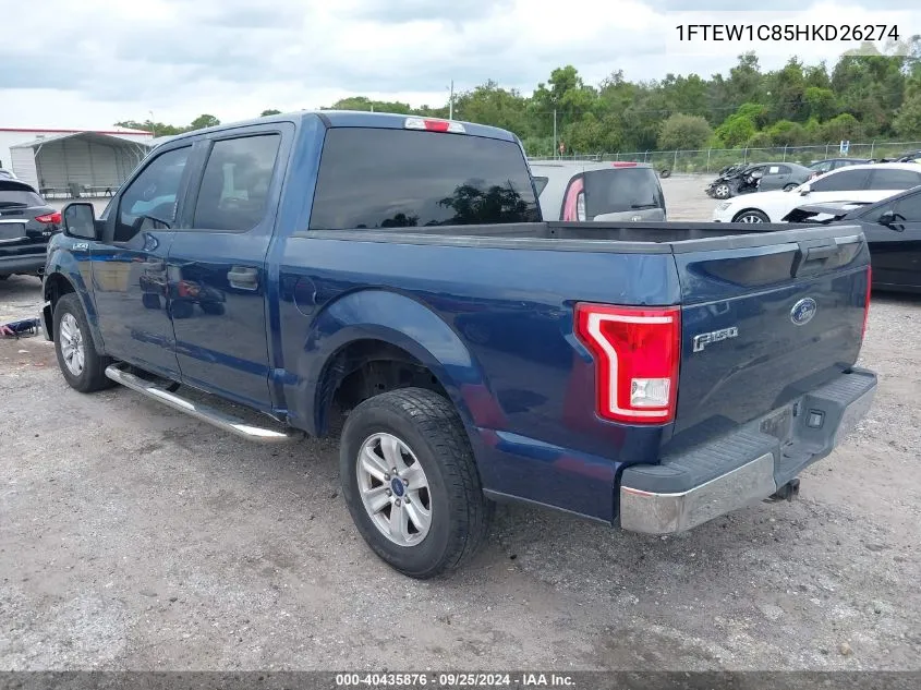 2017 Ford F-150 Xlt VIN: 1FTEW1C85HKD26274 Lot: 40435876