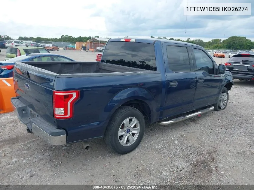 2017 Ford F-150 Xlt VIN: 1FTEW1C85HKD26274 Lot: 40435876