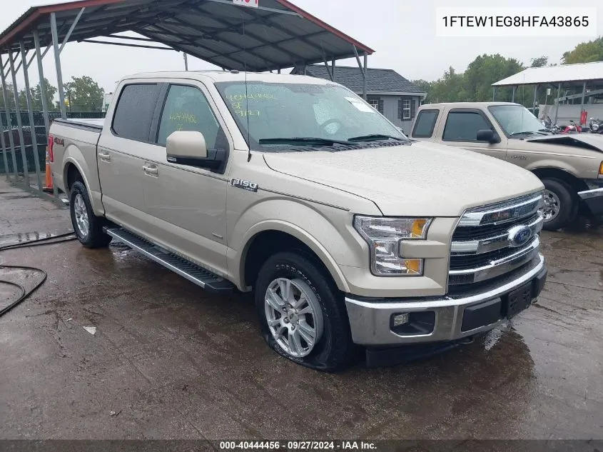 2017 Ford F-150 Lariat VIN: 1FTEW1EG8HFA43865 Lot: 40444456