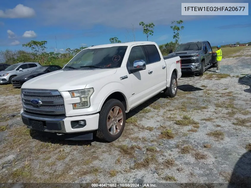 2017 Ford F150 Supercrew VIN: 1FTEW1EG2HFA20677 Lot: 40471682