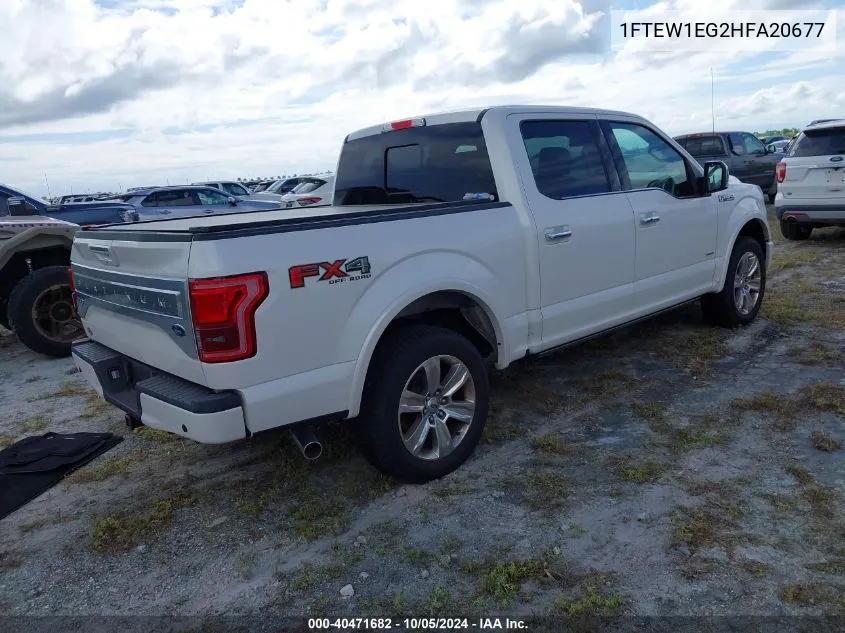 2017 Ford F150 Supercrew VIN: 1FTEW1EG2HFA20677 Lot: 40471682