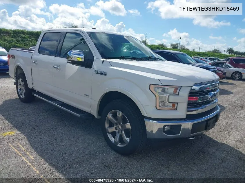 2017 Ford F150 Supercrew VIN: 1FTEW1EG3HKD15469 Lot: 40475920