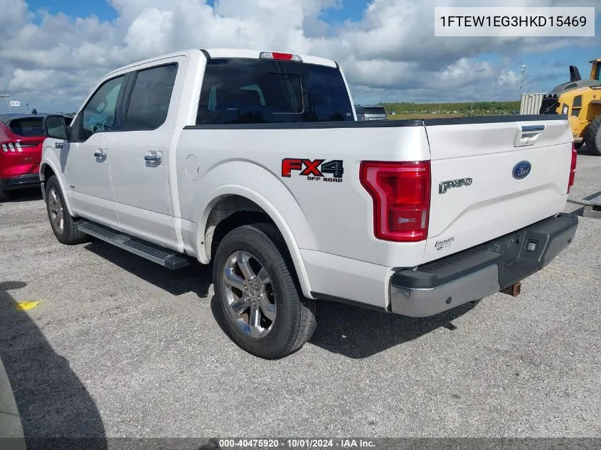 2017 Ford F150 Supercrew VIN: 1FTEW1EG3HKD15469 Lot: 40475920