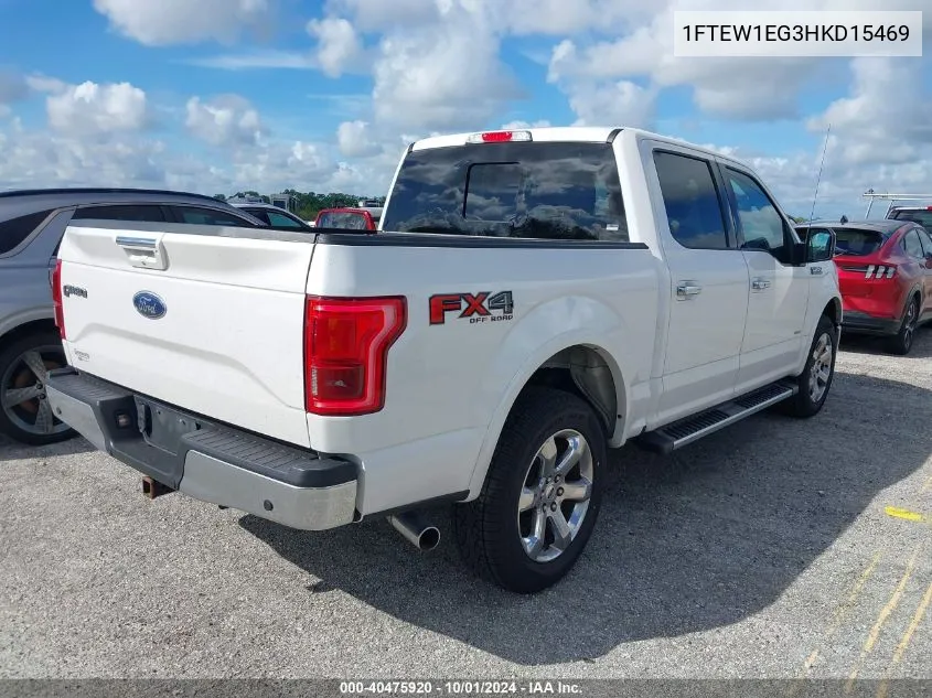 2017 Ford F150 Supercrew VIN: 1FTEW1EG3HKD15469 Lot: 40475920