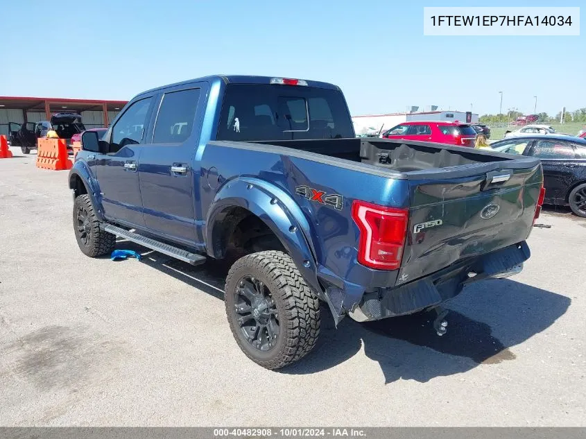 2017 Ford F150 Supercrew VIN: 1FTEW1EP7HFA14034 Lot: 40482908