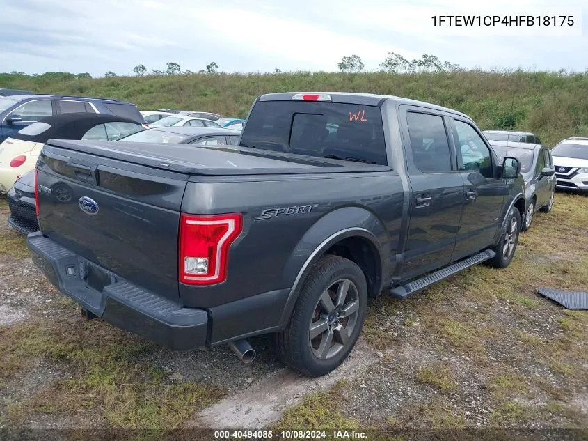 2017 Ford F-150 Xlt VIN: 1FTEW1CP4HFB18175 Lot: 40494085