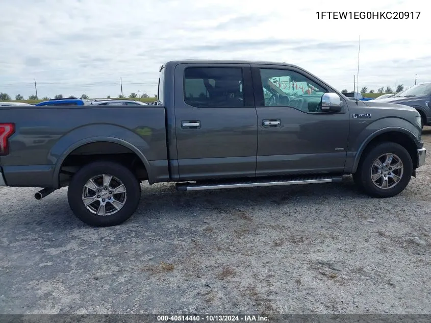 2017 Ford F-150 Lariat VIN: 1FTEW1EG0HKC20917 Lot: 40514440