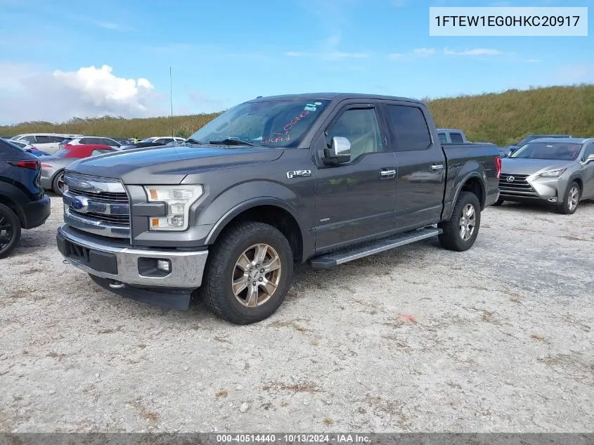 2017 Ford F-150 Lariat VIN: 1FTEW1EG0HKC20917 Lot: 40514440