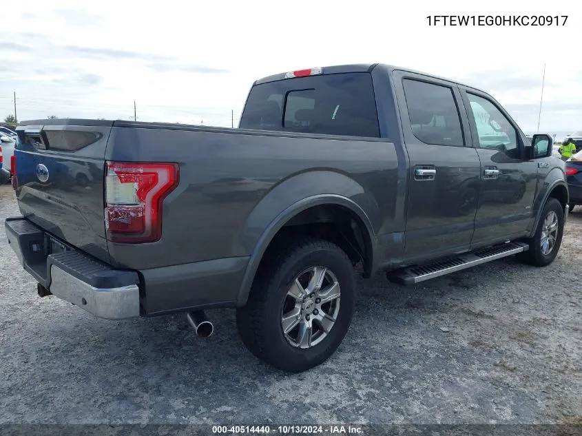 2017 Ford F-150 Lariat VIN: 1FTEW1EG0HKC20917 Lot: 40514440