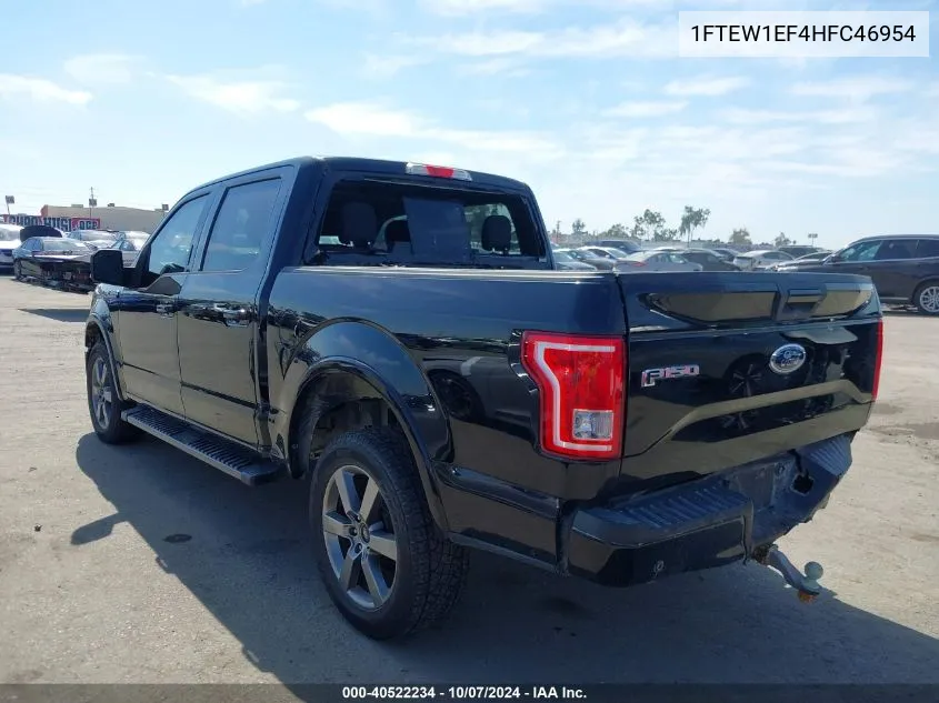 2017 Ford F150 Supercrew VIN: 1FTEW1EF4HFC46954 Lot: 40522234