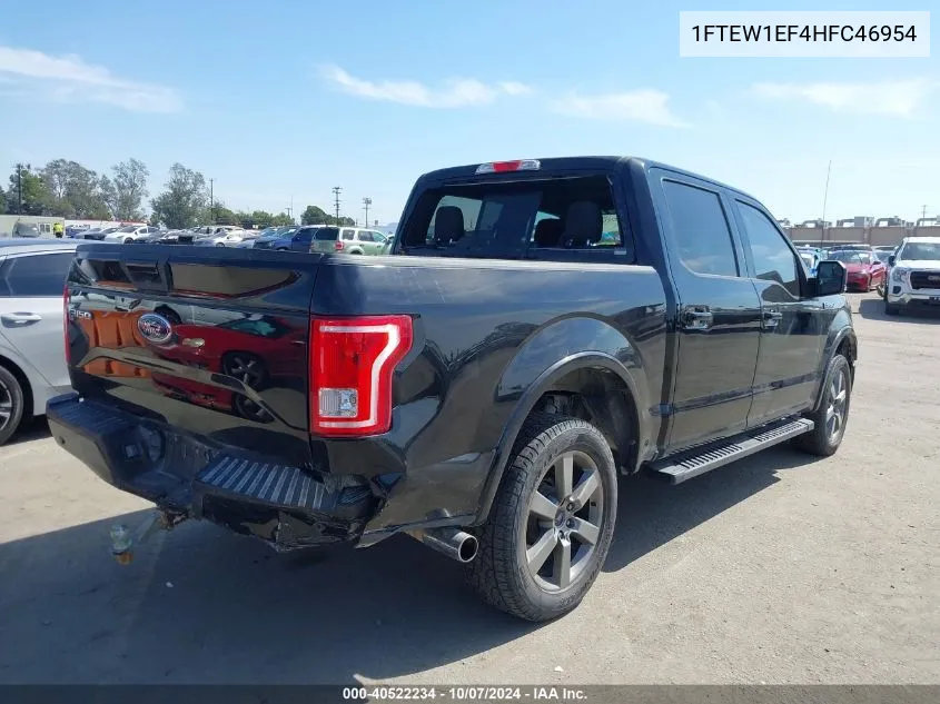 2017 Ford F150 Supercrew VIN: 1FTEW1EF4HFC46954 Lot: 40522234