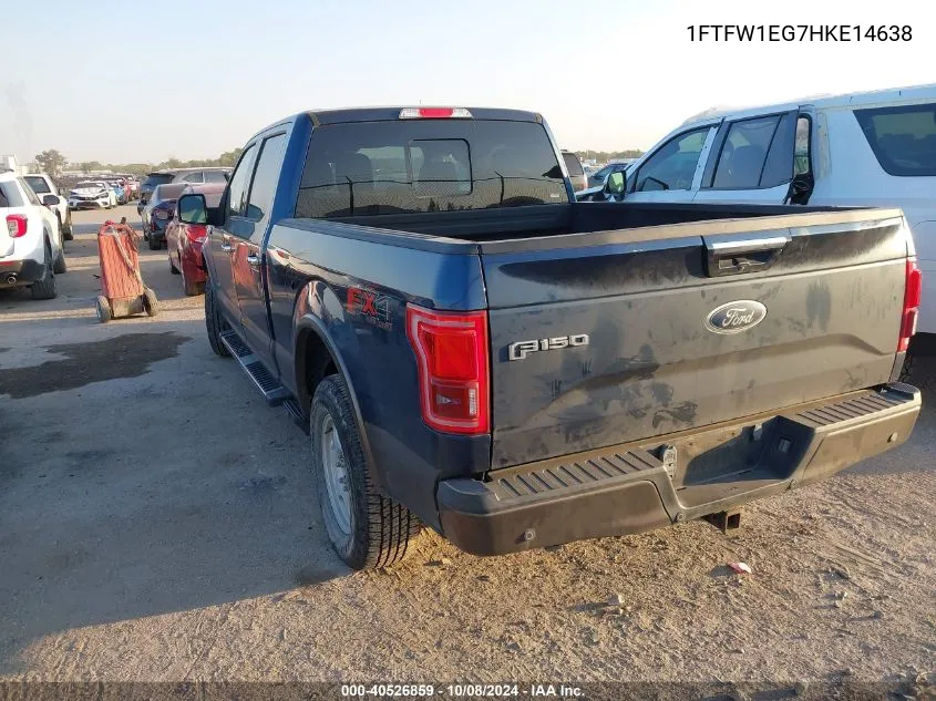 2017 Ford F-150 Lariat VIN: 1FTFW1EG7HKE14638 Lot: 40526859