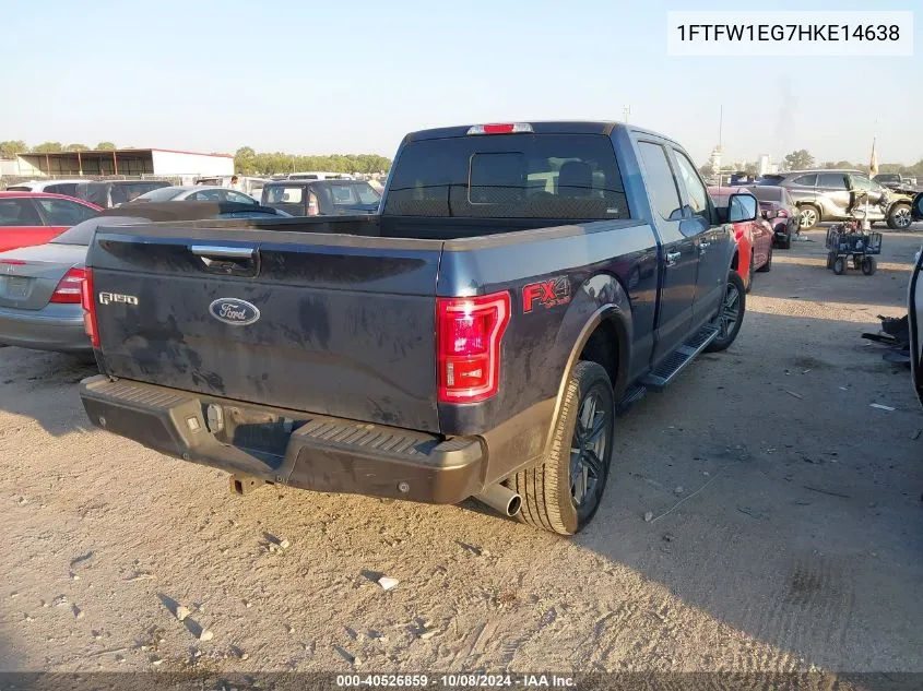 2017 Ford F-150 Lariat VIN: 1FTFW1EG7HKE14638 Lot: 40526859