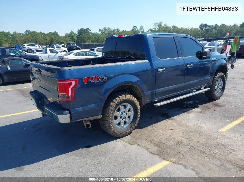 2017 Ford F150 Supercrew VIN: 1FTEW1EF6HFB04833 Lot: 40540218